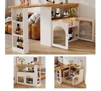 138 - 193x39x105cm table de bar extensible moderne, table à manger extensible avec espace de rangement, table de bar table Bistro,