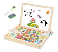 138Pcs Puzzles en Bois Magnétique, Puzzle Magnétique avec Tableau Noir et Blanc, Jouet Educatif Enfant Fille Garçon