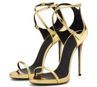 13CM/5.11IN Femmes Croix Boucle Talons Hauts Ouvert Orteil Talons Hauts Parti Talons Hauts Sandales,d'or,38 EU