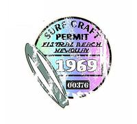 13cmx12.2cm Aged Surf Craft Permit Fistral Beach Newquay.1969 Surfing Design Vinyl