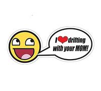 13cmx5.7cm Spoof Stickers I Love Drifting with You MOM Vinyl Decal Funny