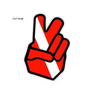 13cmx9.1cm Car Styling Diver Down Drapeau Doigt Plongée sous-marine Plongée Paix Amour