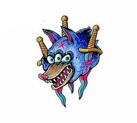 13cmx9.4cm pour Evil Wolf Autocollants De Voiture Réfrigérateur Étanche Decal Occlusion Scratch Cartoon