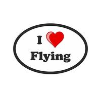 13cmx9.8cm Autocollants Avertissement Drôle pour Voiture Sticker Ovale I Love Flying Décoration Vinyle Décalque Auto Étanche PVC Carrosserie Rétroviseur Vitre Bouchon Réservoir Décoration