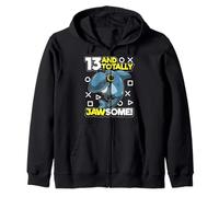13e Anniversaire Gamer Shark Pun Thirteen & Totally Jawsome Sweat à Capuche