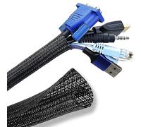 13mm*3m Noir Conduit De CâBle, Protecteur De CâBle Tissé Flexible, Conduit De CâBle DéCoupable à Fermeture Automatique, Gaine De CâBle pour La Protection Et La Gestion des CâBles CachéS