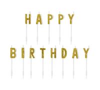 13Pc Gold Happy Birthday Birthday Pick Candles