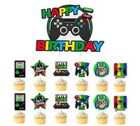 13pcs Decoration Gateau Jeux Video Cake Topper, Deco Gateau Gamer, Happy Birthday Cake Topper, Décoration Gâteau Pour Enfants, Fête D'anniversaire & Noël, Toppers Cupcakes Vidéoludiques