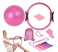 13pcs Kit de Yoga et Pilates pour Femmes: Kit Yoga Sculptez Vos Cuisses Bras et Abdos à la Maison-pour la Tonification Corporelle,la Flexibilité et l'Entraînement de Force Complet du Corps (Rose)