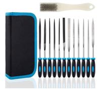 13PCS Limes et Râpes en Carbone-Acier/Diamantée, 150mm Lime Plate/Ronde/Demi-ronde/Triangulaire/Limes à Aiguilles pour Bois M