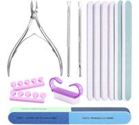 13pcs Lot De Limes À Ongles Professionnelle Et Pousse Coupe Cuticule, Bloc Polissoir Ongles 7 Faces Avec Brosse Ongles Et Separateur Orteil Pour Femmes Manucure