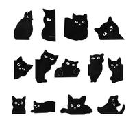 13pcs Marque-Pages Magnétiques Chat Noir, Adorables Aimants de Dessin Animé pour Enseignants Étudiants Lecteurs Accessoires pour Livres Marqueurs de Page Fournitures Scolaires Bureau