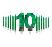13Pcs Pixelis Anniversaire Bougie 10 ans, Thème Pixel Vert pour Gâteau d'Anniversaire Gâteaux pour Garçons et Filles Enfants Décoration Fête Anniversaire