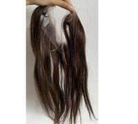 13x2 Full Lace Frontal Hair Topper，Ear to Ear Virgin Hair with Adjustable Elastic Band for Hairline Hairpiece Hair Extensions Pièces Wigs(Brown)