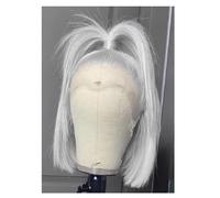 13x4 HD Lace Front Bob perruques cheveux humains gris sans colle perruque for les femmes gris argent couleur pré plumé délié naturel 200 densité(14 inch)