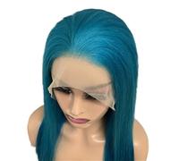 13x4 Lace Front Wigs for Women Human Hair Pre Plucked Straight Colored Glueless Wig 180 Density(Blue,12inch)