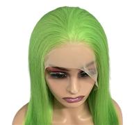 13x4 Lace Front Wigs for Women Human Hair Pre Plucked Straight Colored Glueless Wig 180 Density(Light green,30inch)