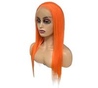 13x4 Lace Front Wigs for Women Human Hair Pre Plucked Straight Colored Glueless Wig 180 Density(Orange,14inch)