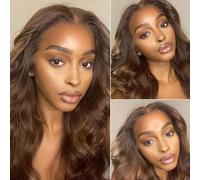 13x6 Lace Front Wig Human Hair Chocolate Brown 18 Inch Glueless Wigs with Baby Hair Wear and Go 100% Human Hair Transparent Lace Frontal Wig for Woman