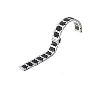 14 16 18 20 22 mm Bande de montre en céramique en acier inoxydable Remplacement de la montre BOUCLE BOUCLE BRACELLE CEINTURE DU BRACELET avec des épingles à outils (noir argenté, 18 mm)