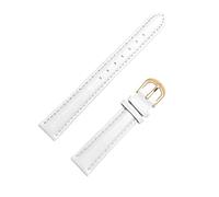 14/16/18/20mm femmes couleur unie en cuir véritable Bracelet de montre Bracelet doux peau amicale montres bande avec des outils d'installation, Boucle en or blanc, 18mm