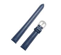 14/16/18/20mm femmes couleur unie en cuir véritable Bracelet de montre Bracelet doux peau amicale montres bande avec des outils d'installation, Bleu foncé, 14mm
