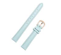 14/16/18/20mm femmes couleur unie en cuir véritable Bracelet de montre Bracelet doux peau amicale montres bande avec des outils d'installation, Sky Blue-Rosegold Buckle, 14mm