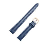 14/16/18/20mm femmes couleur unie en cuir véritable Bracelet de montre Bracelet doux peau amicale montres bande avec des outils d'installation, Boucle bleu rose foncé, 16mm