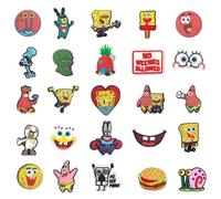 14/17/25 pièces Ensemble de breloques de chaussures de la série Spongebob Squarepants, décorations de chaussures en PVC pour sac de plage, accessoires de chaussures, idée de cadeau pour anniversaire, 