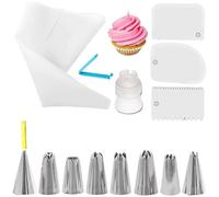 14/20Pcs Tuyauterie Buse Set, BRICOLAGE Chocolat Crème Pâtisserie Fournitures de Cuisson, Gâteau Glaçage Tuyauterie Crème Décoration, Réutilisable Pâtisserie Sacs Grattoir