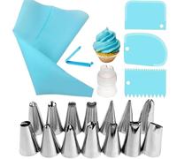 14/20Pcs Tuyauterie Buse Set, BRICOLAGE Chocolat Crème Pâtisserie Fournitures de Cuisson, Gâteau Glaçage Tuyauterie Crème Décoration, Réutilisable Pâtisserie Sacs Grattoir