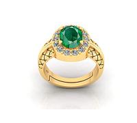 14.25 Ratti Bague en argent sterling 925 plaqué or avec pierre précieuse émeraude de qualité A1 pour homme et femme Taille S, Small, Pierre précieuse