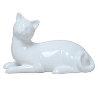 14,6 cm tous les blancs en porcelaine émaillée Chat couché visages gauche
