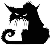 14,6X12,9 Cm Autocollants De Fenêtre De Chat De Terreur D'Halloween Autocollant De Voiture De Dessin Animé Créatif Drôle Noir/Argent (2 Pièces)