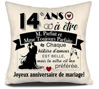 14 Ans à être Monsieur Parfait et Madame Toujours Parfaite Housse de Coussin Anniversaire pour Couples Femmes Hommes Épouse Mari Cadeau Mariage Cadeau 14ème anniversaire Housse de Coussin(14 ans-a)