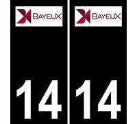 14 Bayeux Logo Autocollant Plaque immatriculation Auto Ville Sticker Fond Noir - Droits