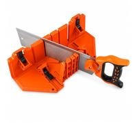 14" Boite à Onglet Manuelle, Scie a Onglet à Serrage Multiple avec Angle Réglable à 0°/22,5°/45°, Boite a Onglet avec 12 pouces Scie, Boîte à Onglets en Plastique, pour Cadres et Revêtements de Sol