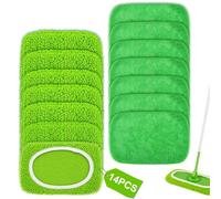 14 Chiffons Réutilisables pour Swiffer Balai, Microfibres Recharge pour Swiffer Lingettes Humides, Détachant Super Puissant, Adapté à Tous Les Sols (7×Microfibre + 7×Chenille)