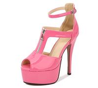 14 CM/5.51IN Sexy Super Haut Talon Danseur Travestissement Grande Taille Chaussures À Talons Hauts Discothèque Pôle Danse Dame Sandales,Rose,43 EU