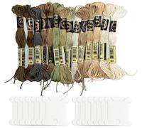 14 écheveaux de fils à broder marron - Kit de fil à coudre en coton série marron