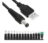 14 en 1 Câble d'Alimentation USB vers DC 5v, Jeu d'Adaptateurs DC-AC 5,5 x 2,1 mm Convertisseur Universel pour Ordinateur Portable Téléphone Tablette Lenovo HP Dell Asus Acer Accessoires de Charge