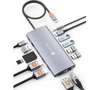 14-En-1 Docking Station Double Moniteur, Hub Usb C Vers Dual Hdmi, Displayport, Ethernet Rj45, 100W Pd, Usb 3.0/2.0, Sd/Tf Et Audio, Station D'Accueil Usb C Pour Macbook Hp Dell[Z321]