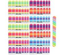 14 Feuilles de Vernis à Ongles Autocollants Couleur Gradient, Imperméable à l'eau Autocollants Ongles Couleur Brillance Complète Wraps Strips Set pour les filles DIY Nail Art Décoration