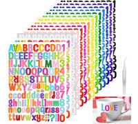 14 Feuilles Lettres Autocollantes,1764 Pièces Stickers Lettres Alphabet,Vinyle Autocollants Numéro Alphabet Coloré,Étanche Lettre Adhesive Stickers Pour Scrapbooking,Cartes De V?Ux