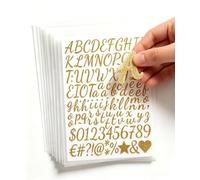 14 Feuilles Lettres Autocollants Dorées, Alphabet Stickers pour Cartes, DIY | Durdiiy Autocollants alphabet en vinyle, faciles à décoller et repositionner. Chaque lettre mesure 2,5 cm.