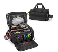 14-Inch Heavy-Duty Canvas Tool Bag, Multi-function Large Capacity Tool Organizer Tote Bag, Exterior Pockets for Hand Tools, Adjustable Shoulder Strap for Electricians Mechanics Camping (Black)