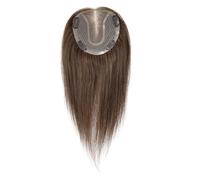 14 Inch Human Hair Toppers with Mono Lace Base Natural Brown Hair Pieces for Women with Thinning Hair