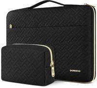 14-Inch Laptop Case for 14 Inch Dell ASUS HP Chromebook Notebook with Gold Zip Protection Laptop Bag with Accessory Pouch Black Noir