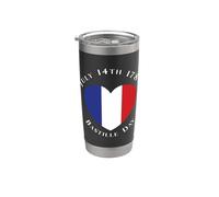 14 juillet 1789 Drapeau français en forme de cœur Gobelet isotherme en acier inoxydable double paroi