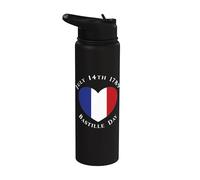 14 juillet 1789 Drapeau français en forme de cœur Stainless Steel Insulated Water Bottle